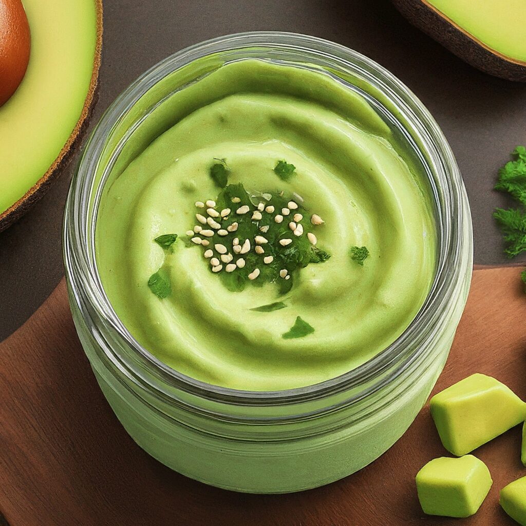 Blend ripe avocado with Greek yogurt, buttermilk, and a medley of herbs and spices to create a creamy and tangy dressing that's perfect for salads, dips, sandwiches, and more. This vibrant green dressing adds a burst of freshness and flavor to your favorite dishes, making it a versatile and delicious addition to any meal.