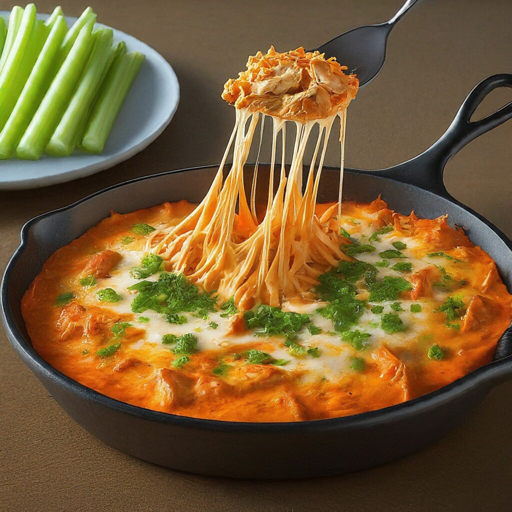 Indulge in the bold flavors of Buffalo chicken with our irresistible Buffalo Chicken Dip. Loaded with tender shredded chicken, tangy hot sauce, creamy ranch or blue cheese dressing, and plenty of melted cheese, this crowd-pleasing appetizer is perfect for parties, game days, or any gathering where you want to impress your guests.