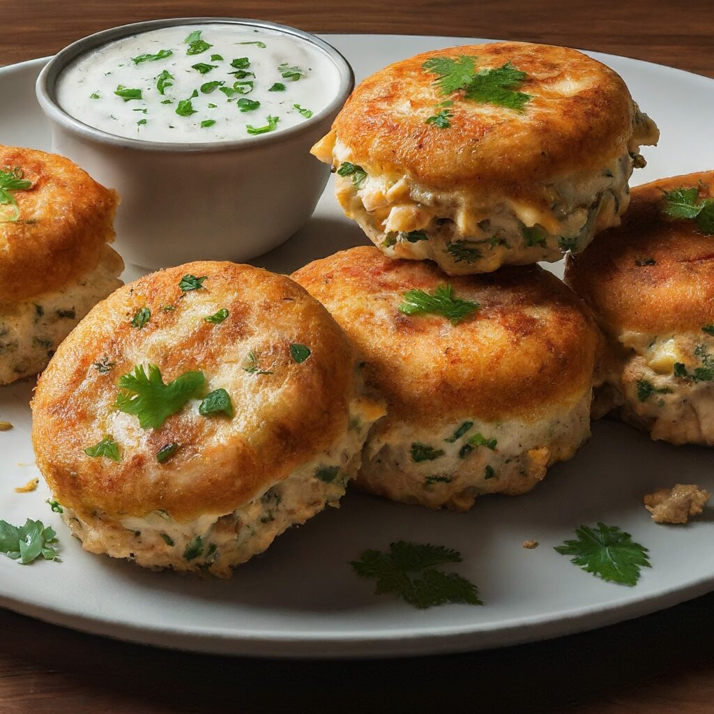 Indulge in crispy, golden-brown Cheesy Chicken Fritters bursting with savory flavors. Tender shredded chicken, melted cheddar cheese, and aromatic herbs come together to create these irresistible bites. Perfect for appetizers or a satisfying main dish, these fritters are sure to be a hit with family and friends. Get ready to savor every cheesy, flavorful bite!