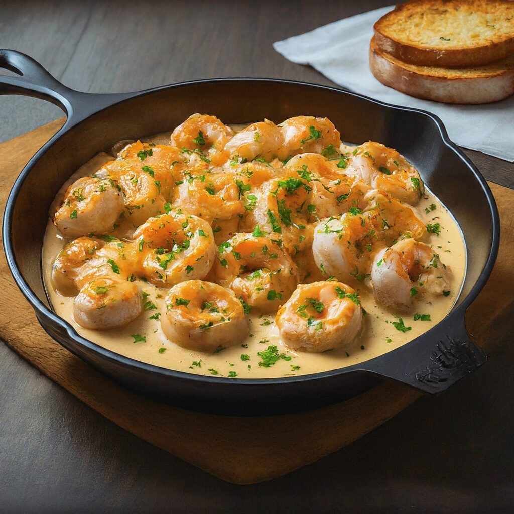 In this Cheesy Garlic Shrimp Appetizer, succulent shrimp are bathed in a flavorful garlic butter sauce, topped with a generous layer of melted mozzarella and Parmesan cheeses, and broiled until bubbly and golden. The result is a mouthwatering appetizer with a perfect balance of savory, cheesy goodness and delicate seafood flavor. It's a quick and easy dish that's sure to impress your guests at any gathering.