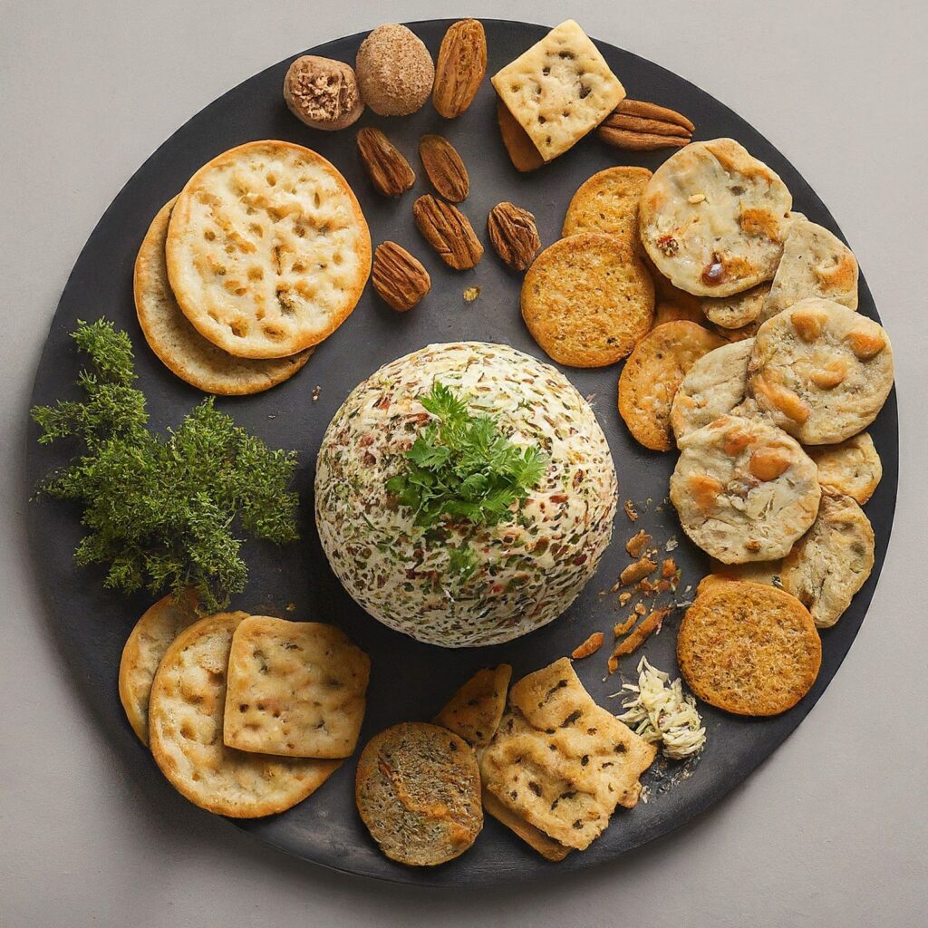 Indulge in the creamy goodness of our Classic Cheese Ball, perfect for any gathering. Blend cream cheese, shredded cheddar, and Parmesan with seasonings, shape into a ball, and coat with nuts or herbs for added texture. Chill until firm and serve with crackers for a delightful appetizer experience.