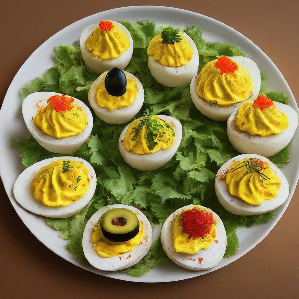 Create delicious dressed eggs by boiling, peeling, and halving eggs, then filling them with a creamy mixture of yolks, mayonnaise, mustard, and seasonings. Garnish with paprika and fresh herbs for an elegant touch. Enjoy these classic appetizers chilled or at room temperature for any occasion.