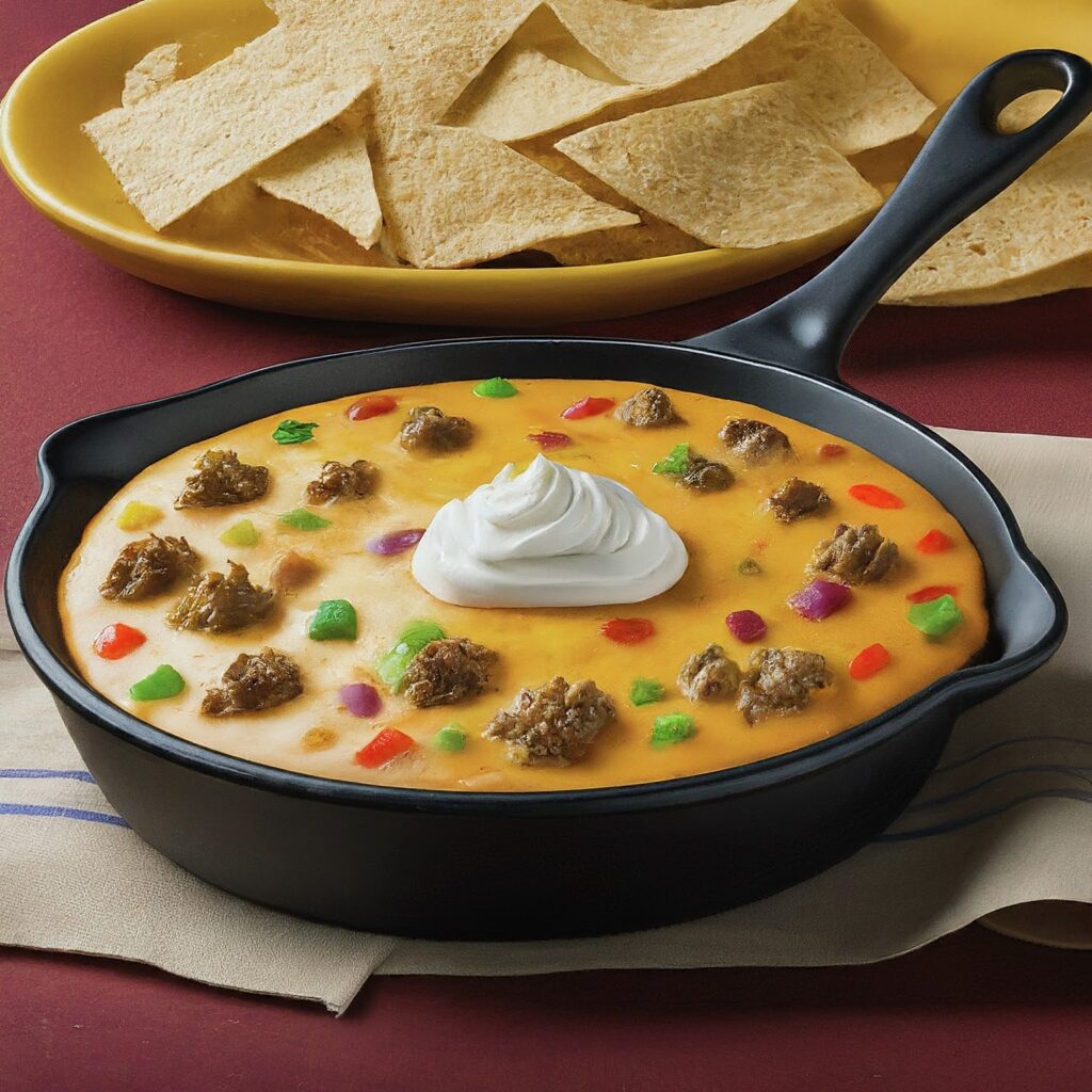 Browned sausage meets creamy cheese and zesty tomatoes in this indulgent Sausage Queso Dip. Perfect for parties or cozy nights in, this irresistible dip is sure to be a crowd-pleaser. Serve warm with tortilla chips for a deliciously satisfying snack.