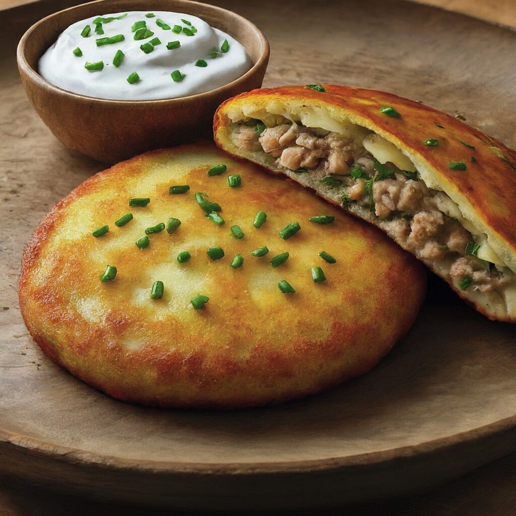 Crispy on the outside, fluffy on the inside, and filled with savory goodness, our Stuffed Potato Pancakes are the ultimate comfort food. Grated potatoes form the perfect base for a variety of fillings, from gooey cheese to crispy bacon. Whether served for breakfast, brunch, or as a tasty side dish, these pancakes are sure to impress with their irresistible flavor and texture.