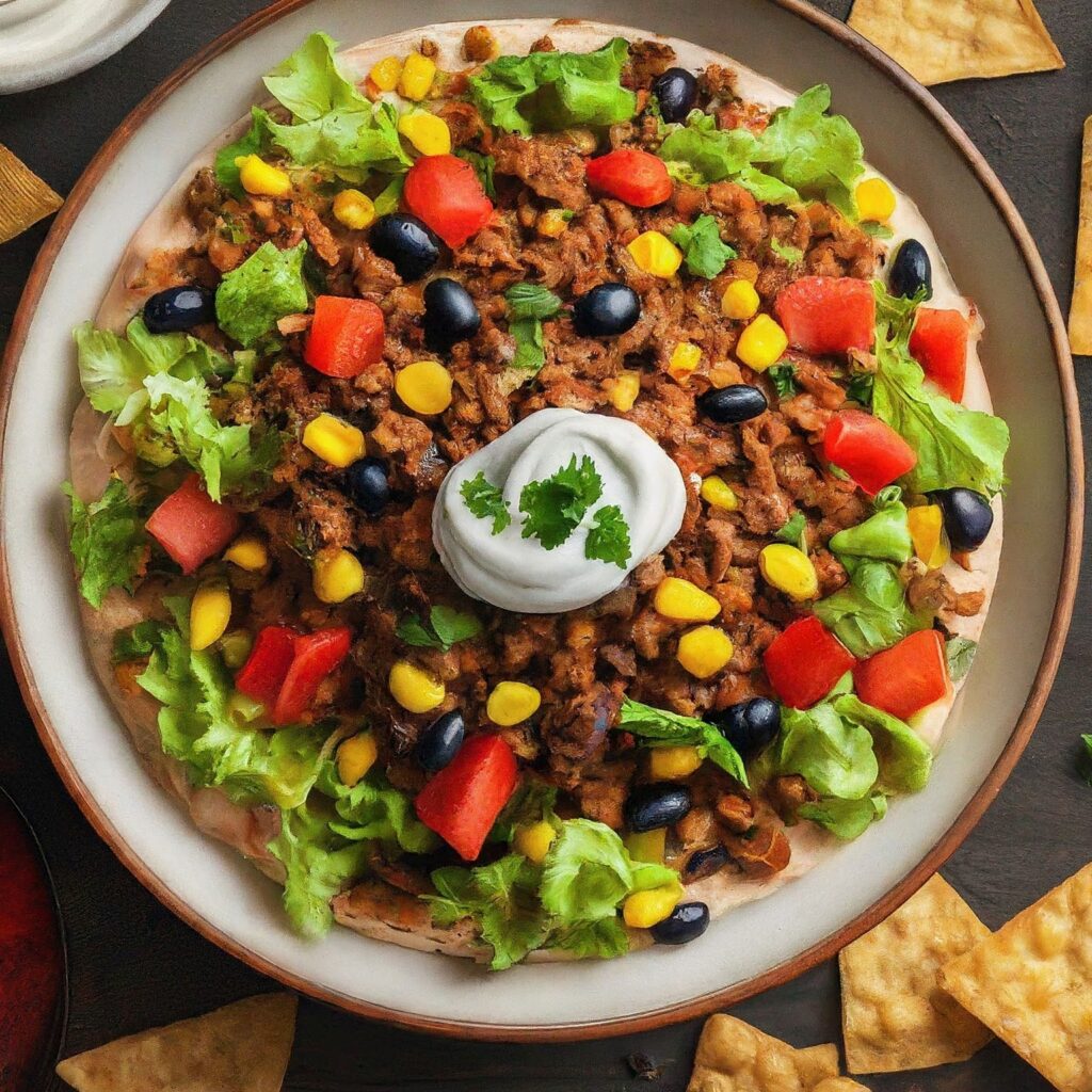 Enjoy the vibrant flavors of a taco salad in dip form with our tantalizing Taco Salad Dip recipe. This crowd-pleasing appetizer layers seasoned ground beef, creamy refried beans, tangy salsa, and crisp vegetables, topped with shredded cheese and optional garnishes. Perfect for parties or casual gatherings, this dip pairs perfectly with crunchy tortilla chips for a deliciously satisfying snack experience.