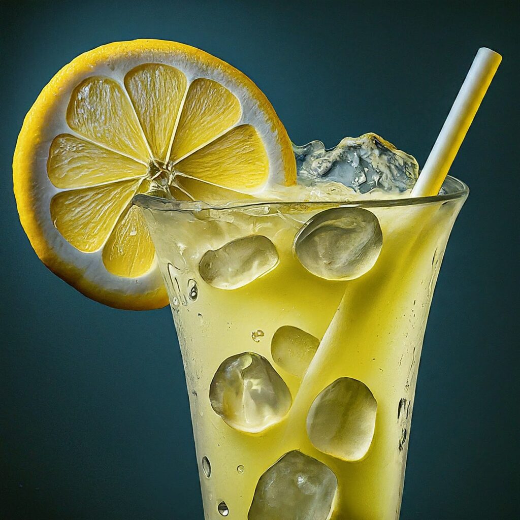 Whisk freshly squeezed lemon juice with granulated sugar until dissolved, then dilute with water. Chill, serve over ice, and garnish with lemon slices for a refreshing summer treat!"