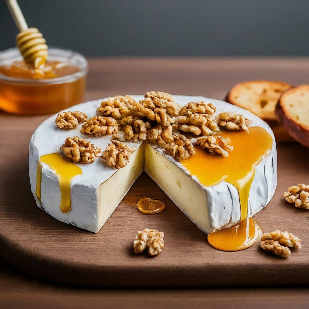 Indulge in a symphony of flavors with our Brie with Walnuts and Honey recipe. Creamy Brie cheese is adorned with toasted walnuts and drizzled with golden honey for a delightful combination of savory and sweet. Perfect for entertaining or a cozy night in, this elegant appetizer is sure to impress with its simplicity and sophistication.