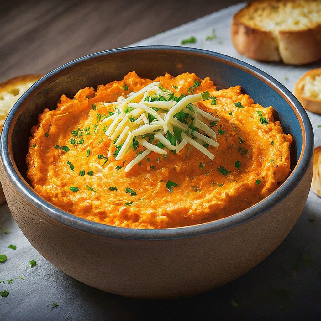 In a medium saucepan, cook the carrots until tender, then blend them with cream cheese, cheddar cheese, garlic, lemon juice, salt, and pepper until smooth. Adjust the consistency with olive oil or water if needed. Serve garnished with fresh parsley or chives for a delightful spread that pairs perfectly with crackers or vegetable sticks.