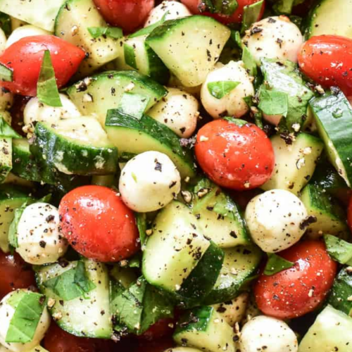 Tomato Cucumber Mozzarella Salad