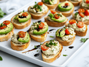 Canapés with Garlic Herb Cream Cheese and Avocado Recipe: Appetizing Delight!