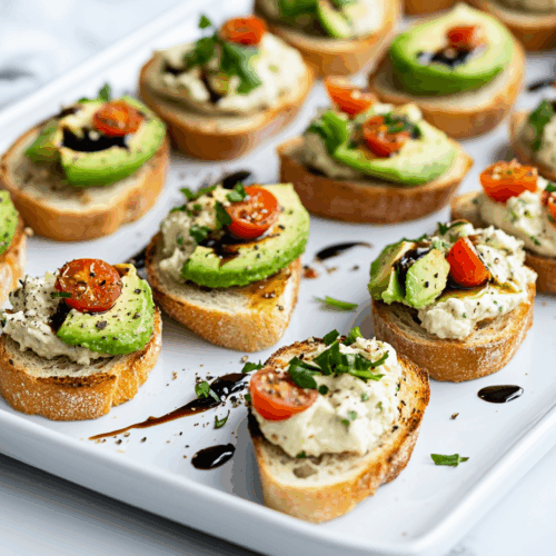 Canapés with Garlic Herb Cream Cheese and Avocado Recipe: Appetizing Delight!