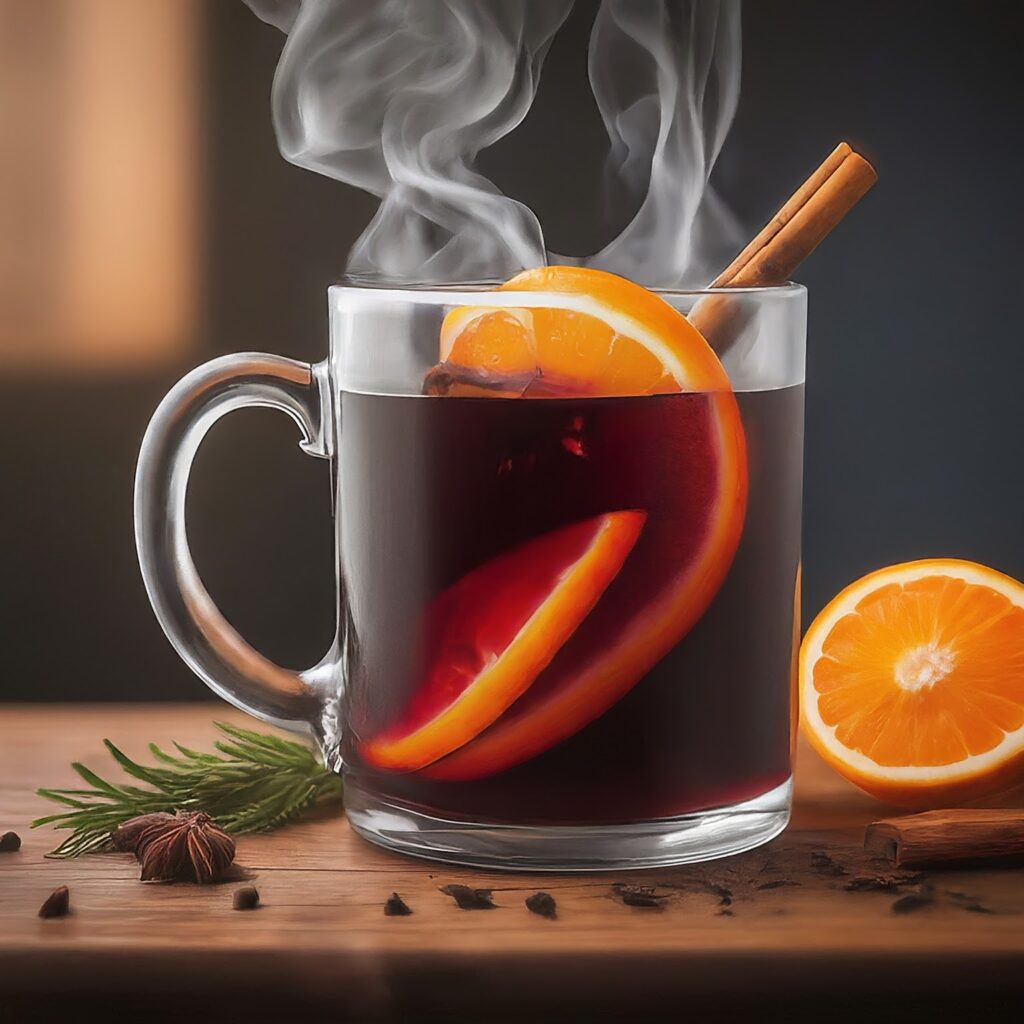 Indulge in the comforting warmth and aromatic flavors of mulled wine, a classic winter beverage that combines red wine with spices and citrus fruits. Simmered gently on the stove, this festive concoction fills the air with its irresistible aroma, inviting friends and family to gather 'round and share in its cozy embrace. Serve hot and garnish with a twist of orange or lemon peel for added flair. Cheers to the season and the joy of sipping mulled wine on chilly evenings!