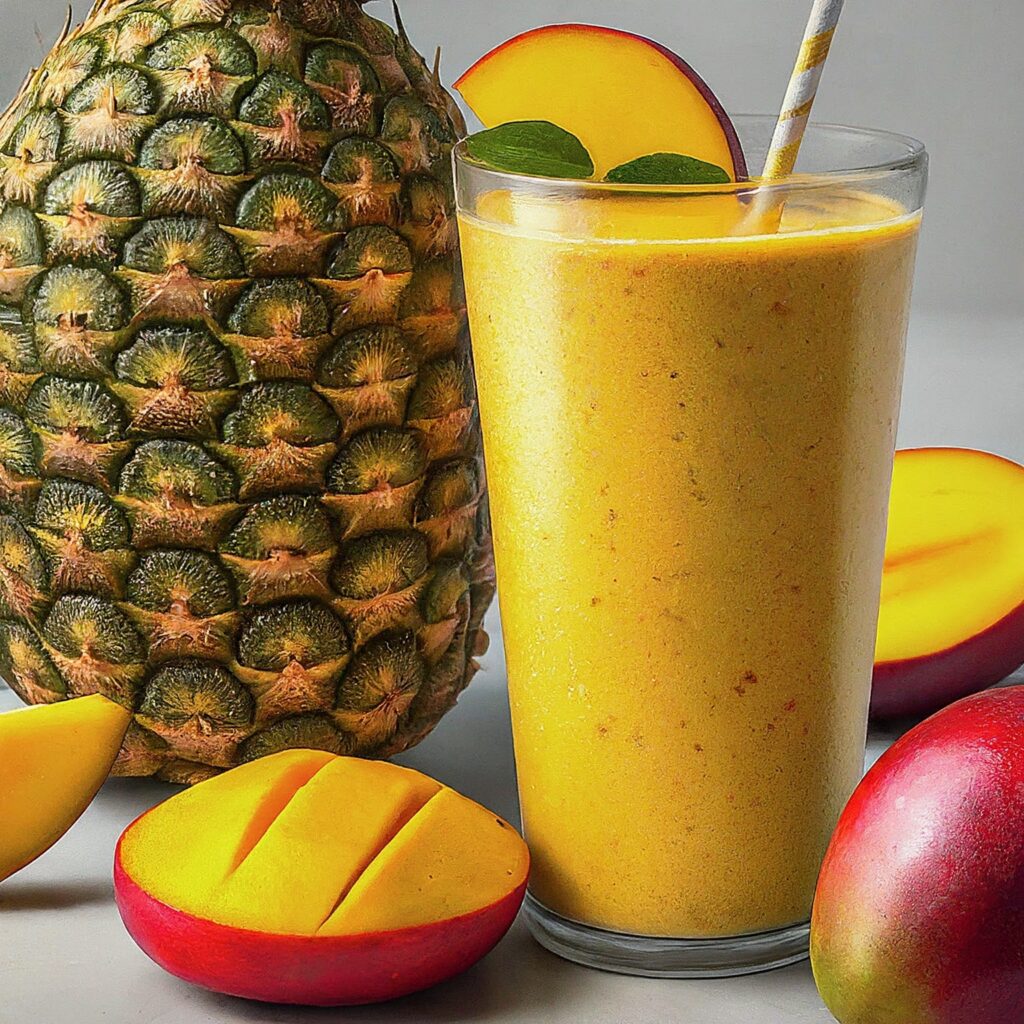 Transport yourself to a tropical paradise with a refreshing Tropical Mango Pineapple Smoothie. Made with ripe mangoes, fresh pineapple, creamy Greek yogurt, and coconut milk, this vibrant smoothie is a delightful way to start your day or beat the heat.