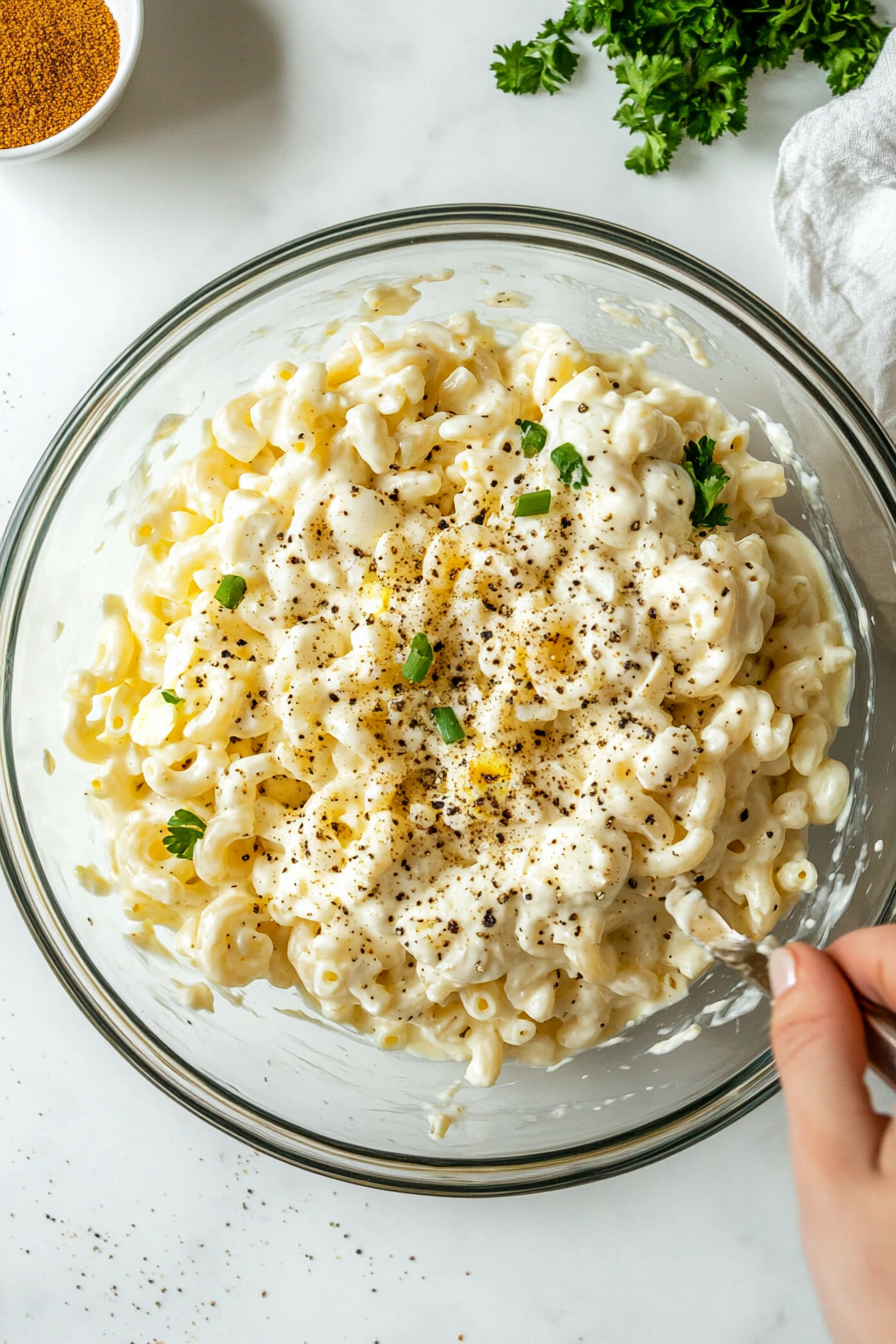 Stir in the remaining mayonnaise and Miracle Whip, then season with salt and pepper to taste.