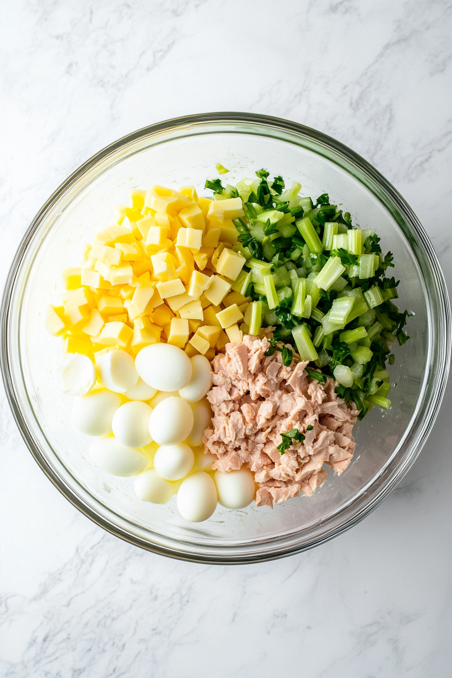 In the pasta pot, mix together ½ of the mayonnaise and ½ of the Miracle Whip.