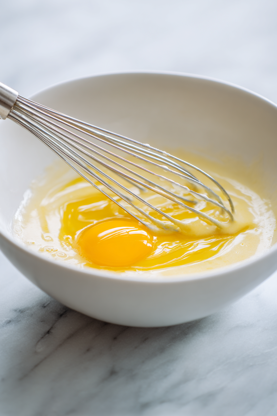 In a large mixing bowl, combine the milk, oil, and eggs, whisking them together until well blended