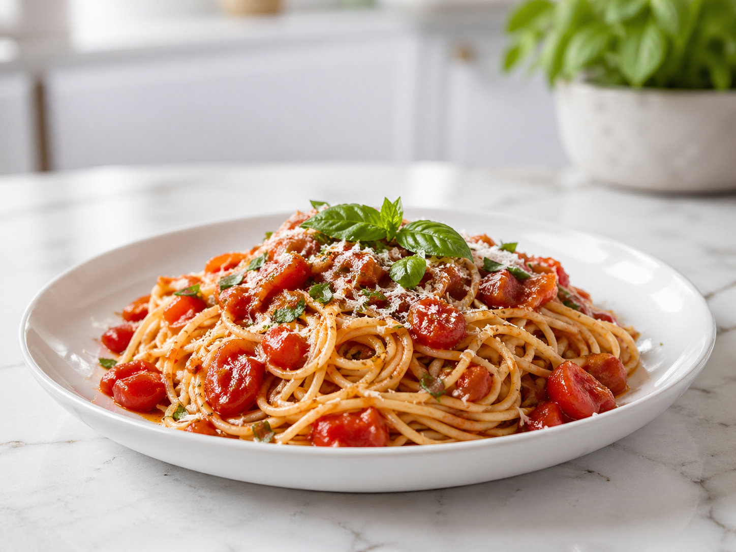 Pasta With Fresh Tomatoes, Garlic, And Basil Recipe