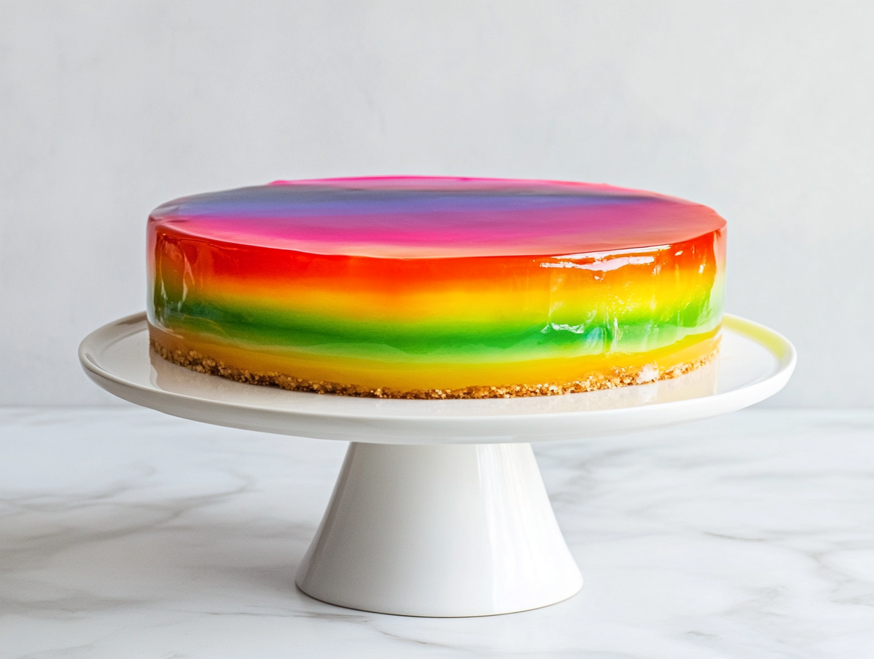 Rainbow Jello Cake: Colourful Dessert Delight!