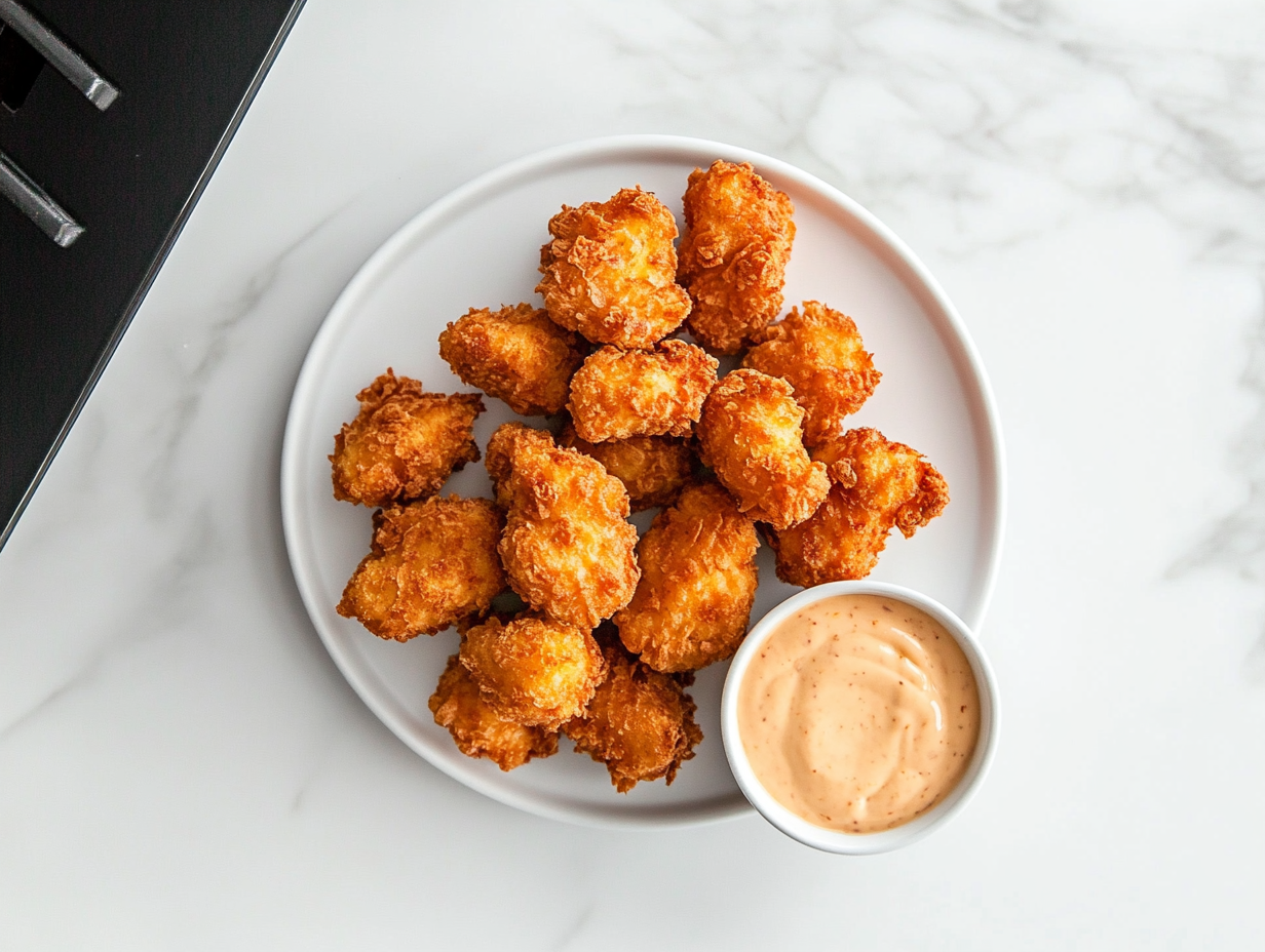 This image showcases a plate of crispy and cheesy Copycat Texas Roadhouse Rattlesnake Bites, beautifully arranged with a variety of dipping sauces, highlighting their golden brown exterior and melty interior, perfect for sharing as an irresistible appetizer.