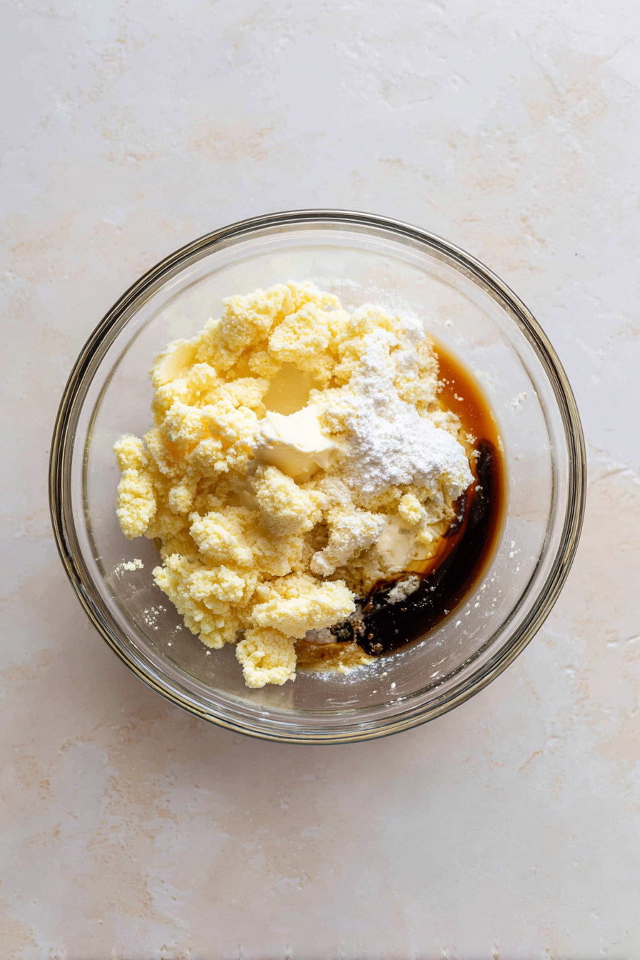 Crush ladyfingers into fine crumbs and mix with melted butter and coffee liqueur. Press into the bottom of a springform pan to form the crust.