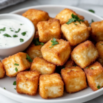 Serving the Vegan KFC fried chicken in plate with vegan ranch sauce.