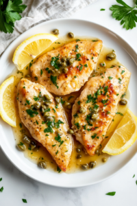 Garnish with fresh parsley and serve with lemon wedges