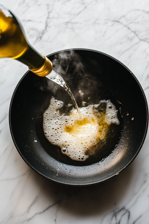 Pour wine and lemon juice into the skillet