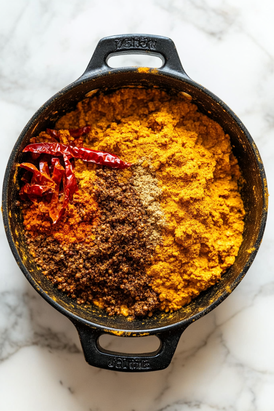 Add meat masala, coriander powder, chilli powder, and turmeric. Cook the masala well.