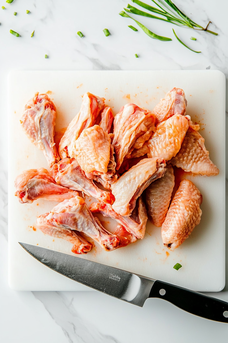 Cut turkey wings at the joints, discard wing tips.