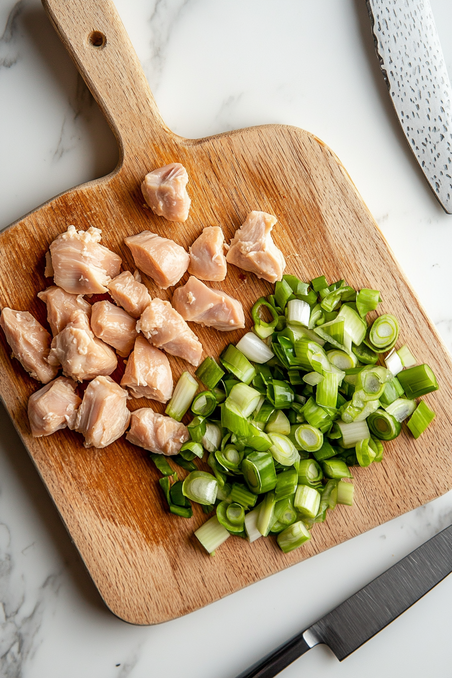 Cutting Chicken and Scallions