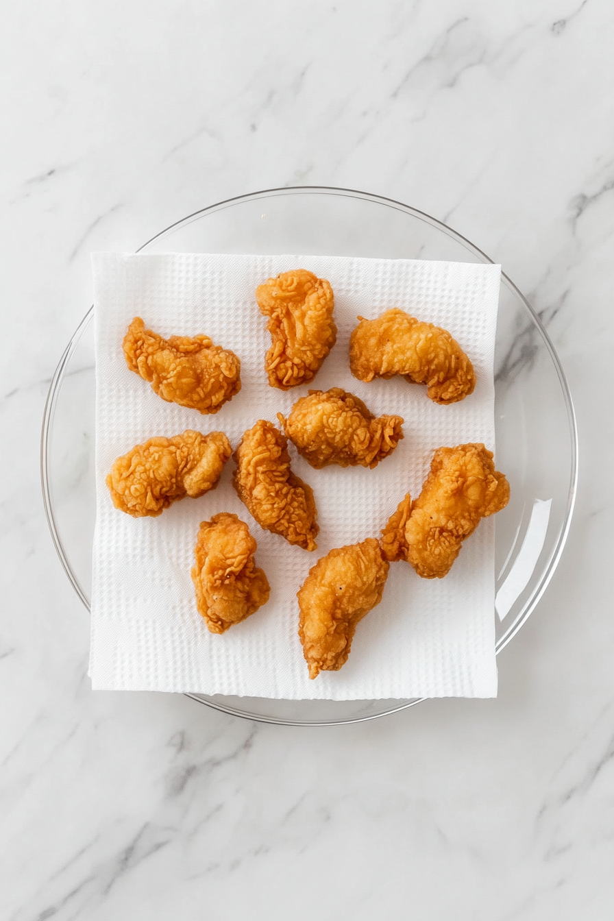 Drain excess oil: Remove and place on paper towels to drain.