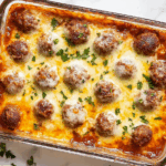 Easy Dump and Bake Meatball Casserole Recipe!