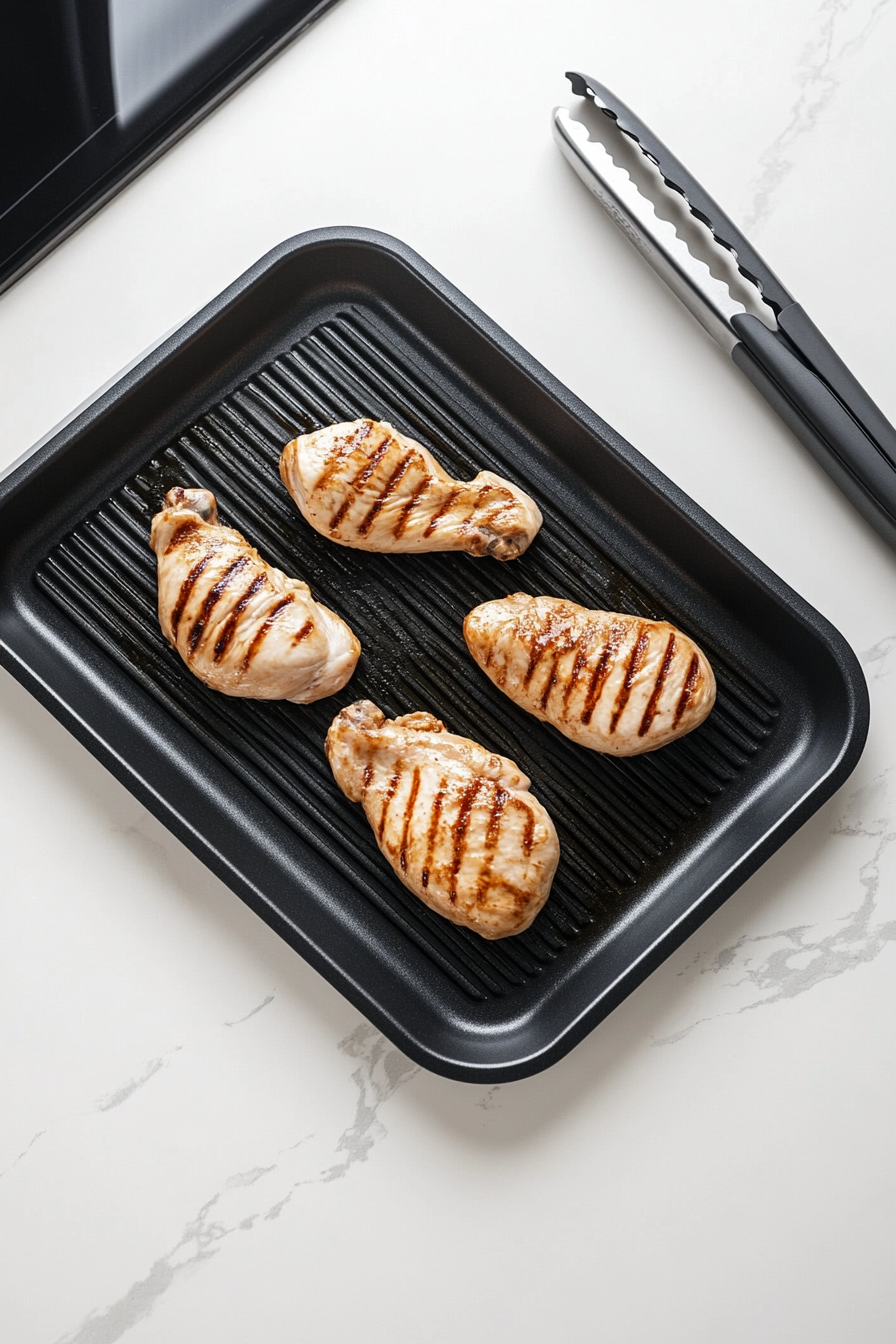 Remove chicken from marinade and grill each side for 6–7 minutes or until fully cooked.