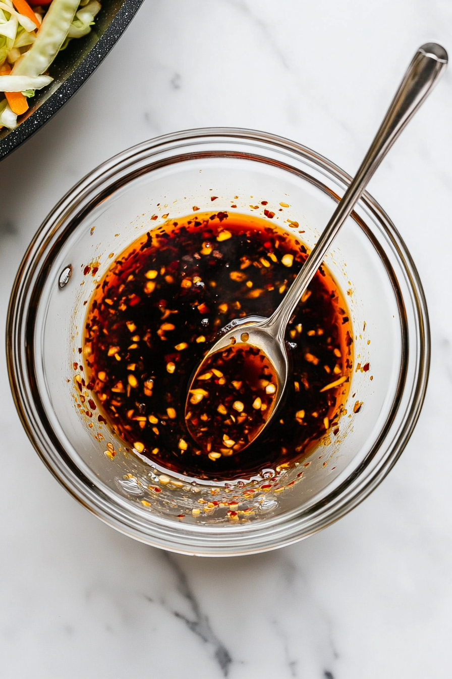 Mixing Soy Sauce and Chile Paste