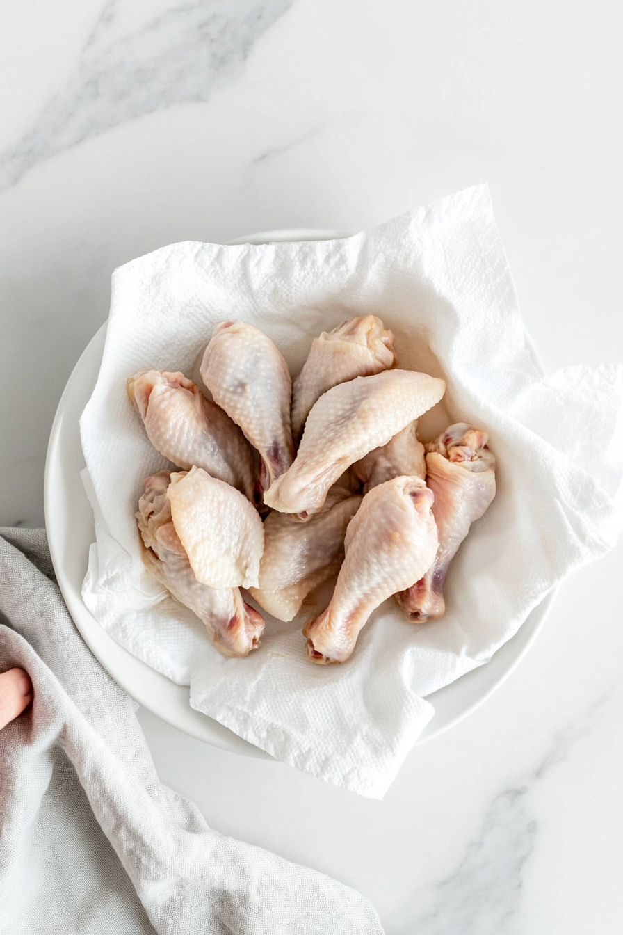 Pat the chicken wings dry with paper towels