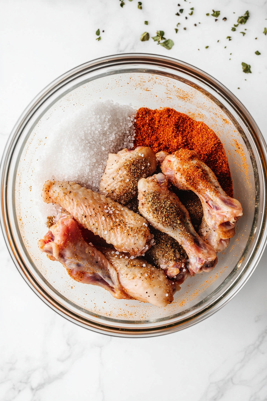 Rub the seasoning mix evenly over the turkey wings.