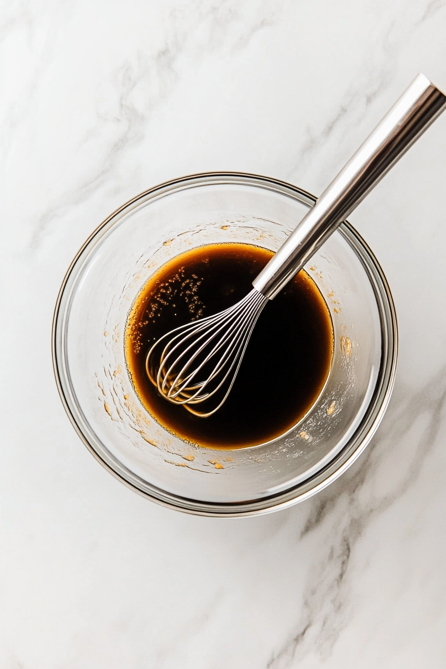 In a bowl, whisk together soy sauce, water, sesame oil, brown sugar, rice vinegar, grated ginger, garlic, and cornstarch to make the sauce.