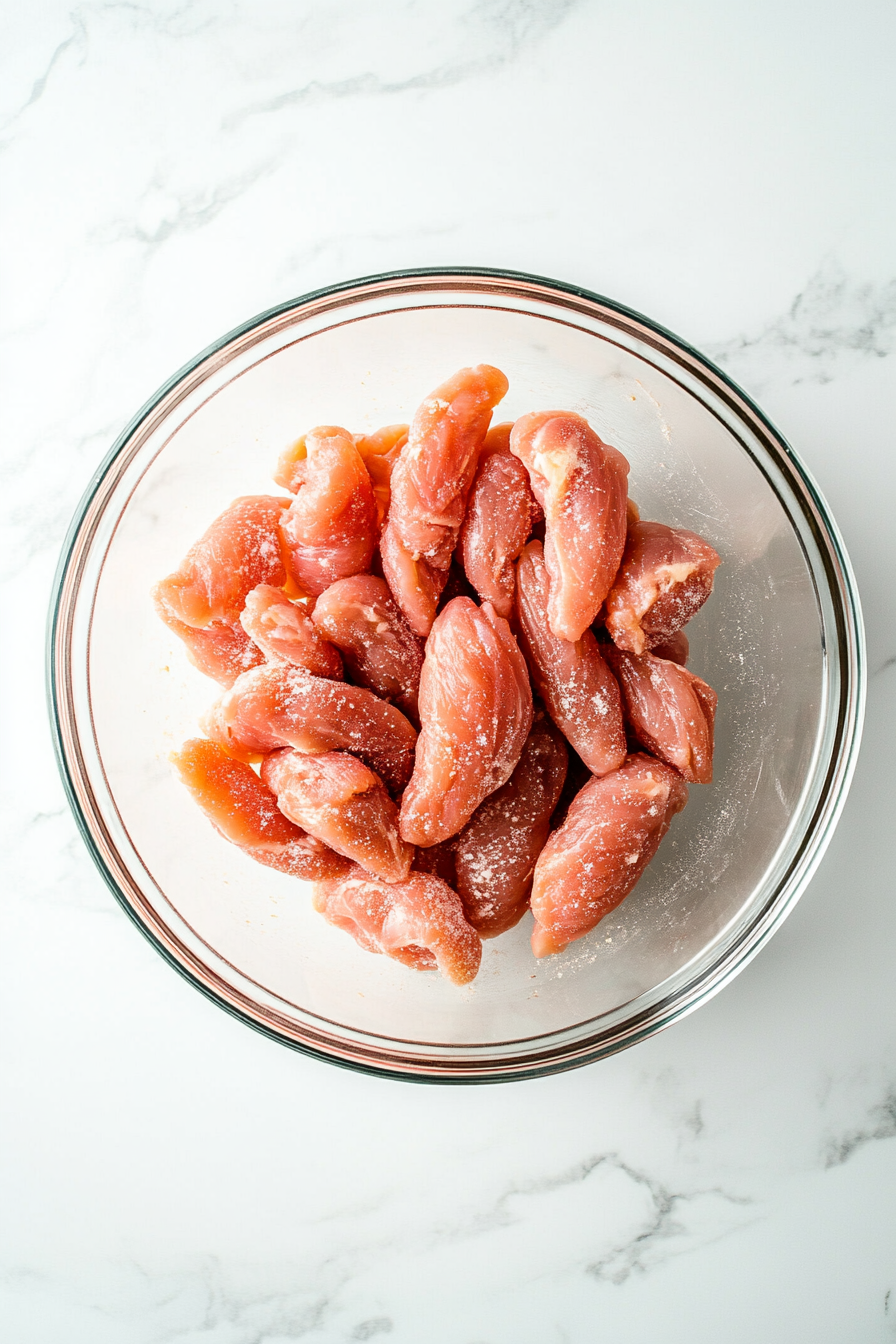 Season the chicken: Lightly season chicken tenderloins with salt, black pepper, and cayenne.