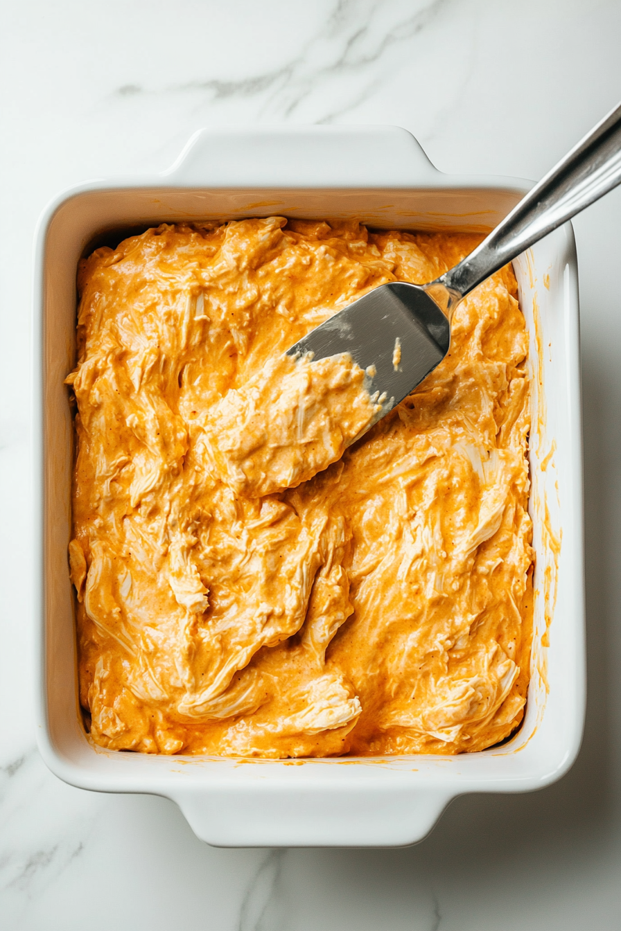 Spread the mixture evenly in a baking dish.