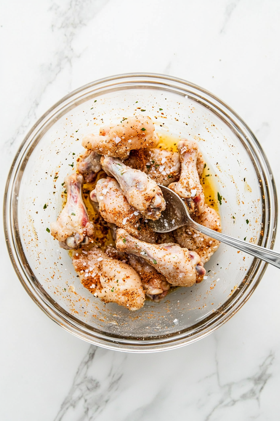 In a large bowl, toss wings with baking powder, salt, pepper, paprika, and garlic powder.