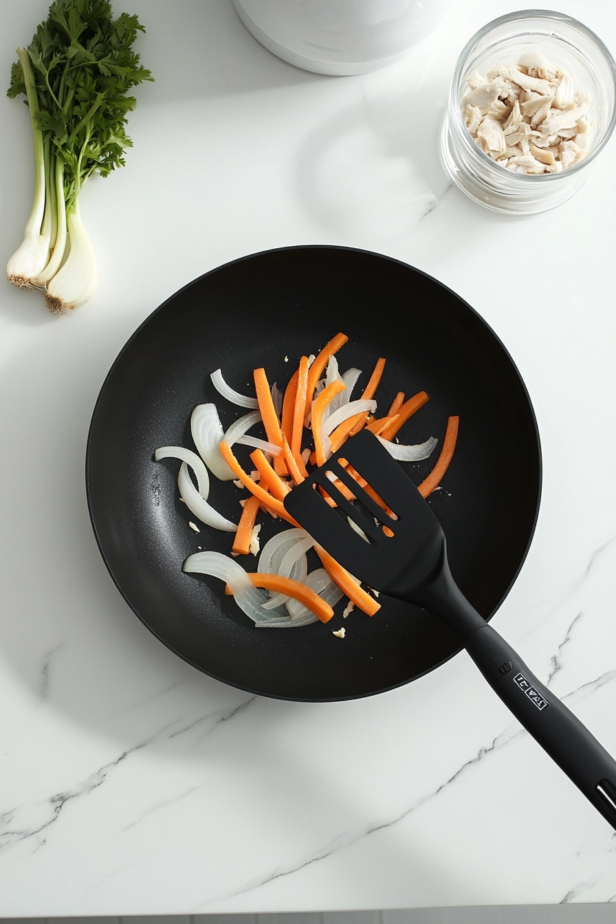 autéing Garlic, Onion, and Carrots