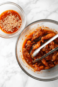 In a small pan, simmer all sauce ingredients until thick and sticky.