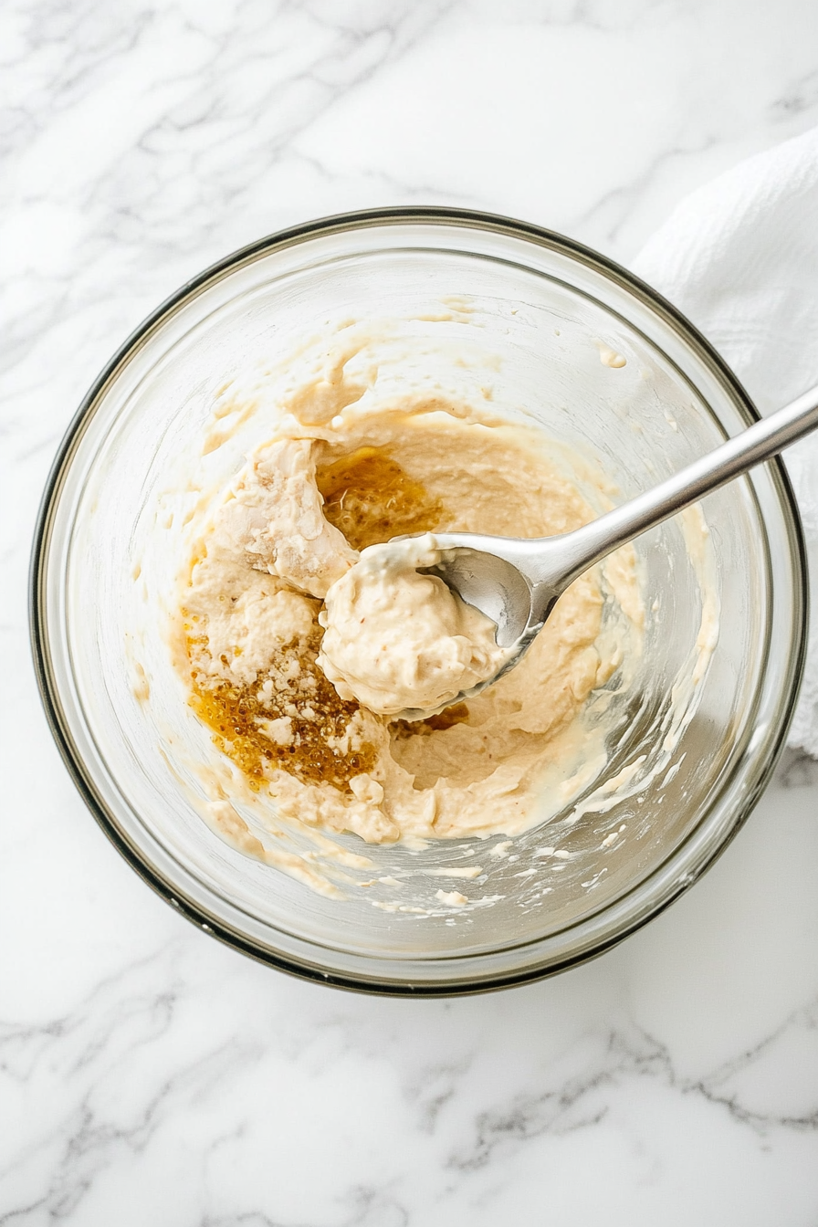 Stir in pickle relish, spicy mustard, and mayonnaise.