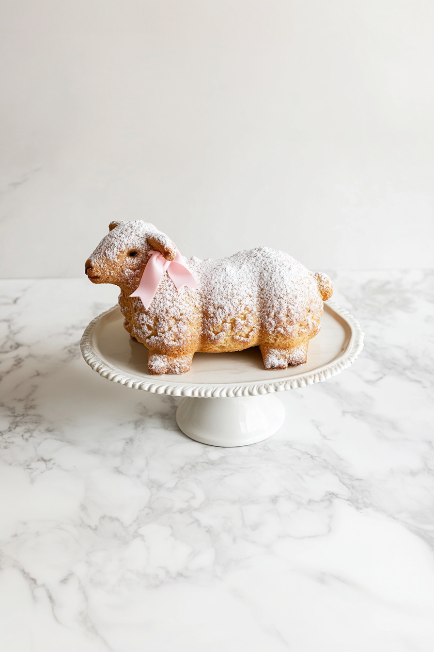 Easy Lamb Cake Mold Recipe: Let the cake cool completely before removing the mold, then decorate as desired.