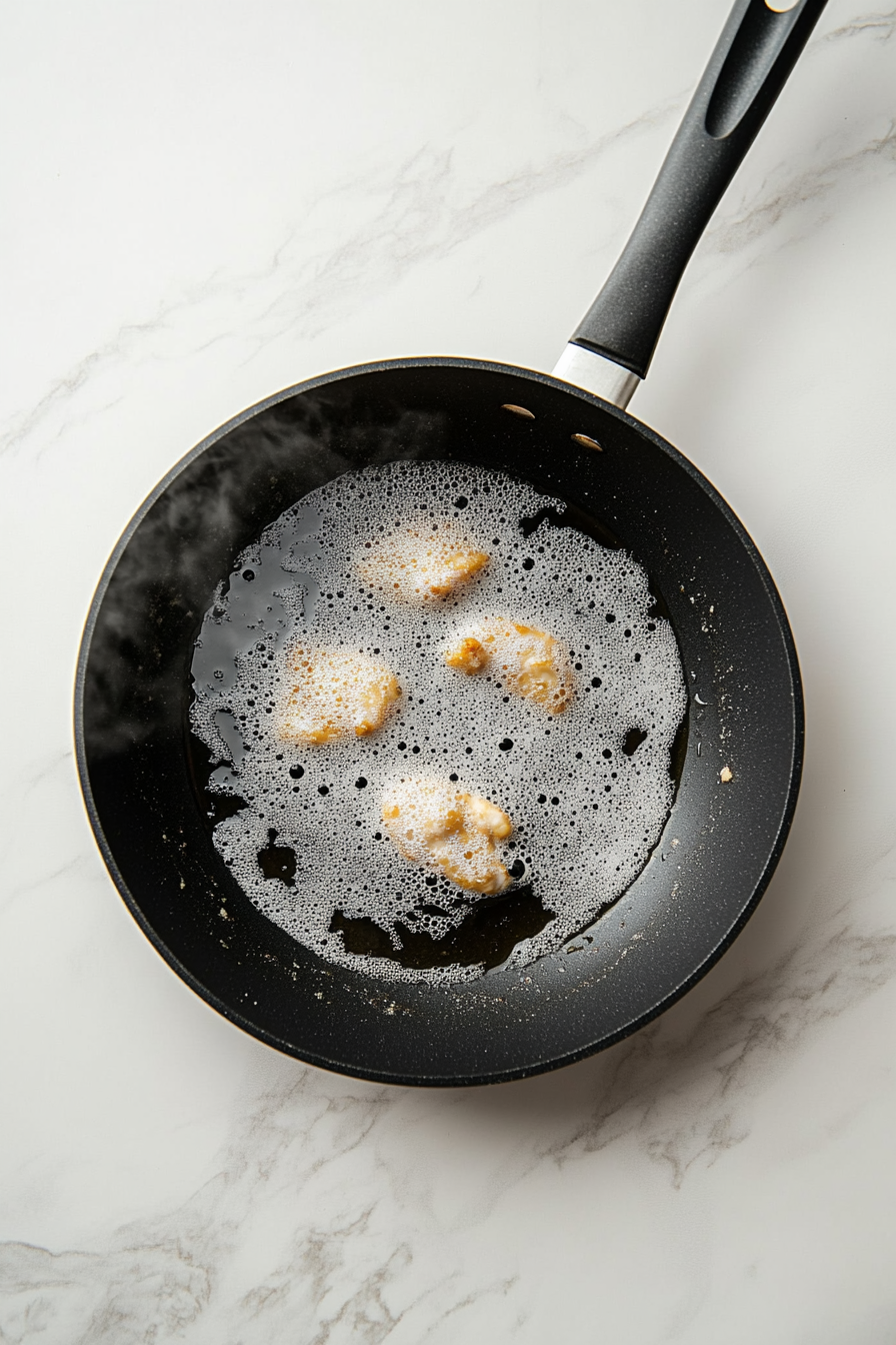 Fry chicken in batches until golden brown and crispy (around 4–5 mins per batch).
