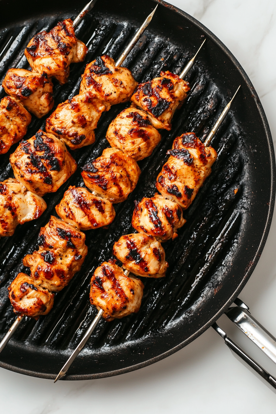 Grill kabobs for 5–7 minutes per side or until fully cooked.