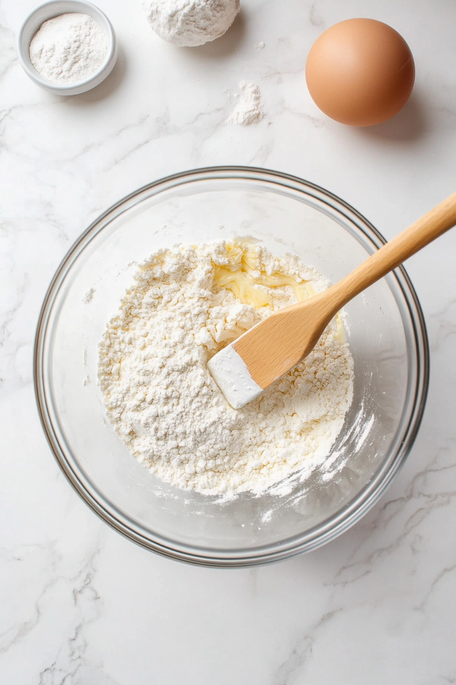 Alternate adding flour mixture and milk into the creamed butter, mixing well.