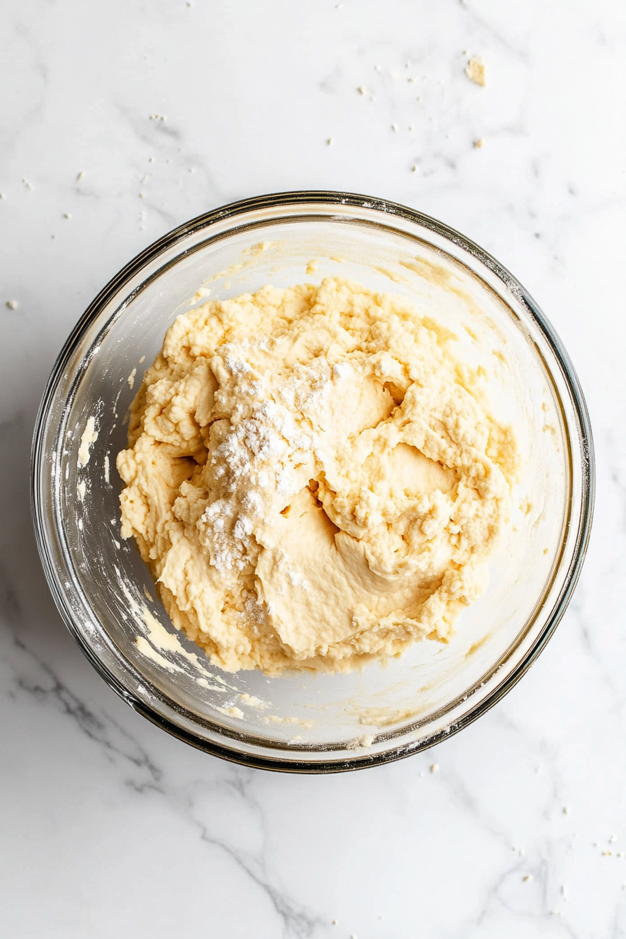 Mix masa harina with salt, baking powder, oil, and broth to form soft dough.