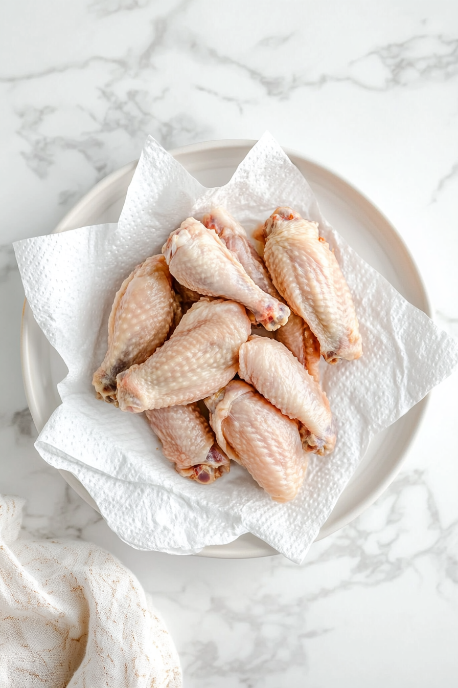 Pat the chicken wings dry using a paper towel.