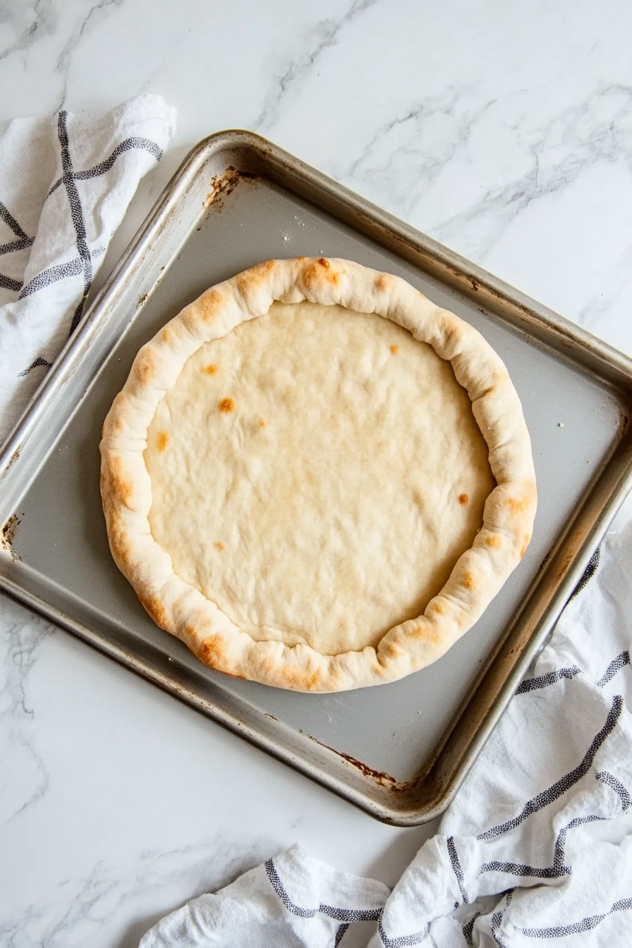 Place pre-baked crust on a baking sheet or pizza stone.